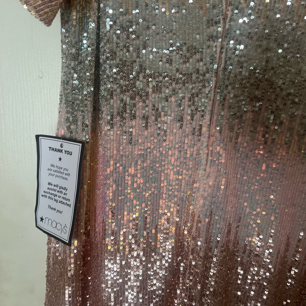 B. Darlin Trendy Plus Size Sequined Flutter-Sleeve Dress - Light - Picture 8 of 9